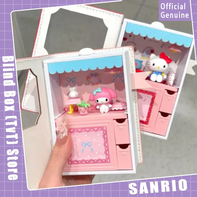 Echte Sanrio-Charaktere, magische Musikbuch-Serie, Blindbox, Kawaii-Desktop-Ornament, Hellokitty, Geschenk für Mädchen, exquisites Spielzeug