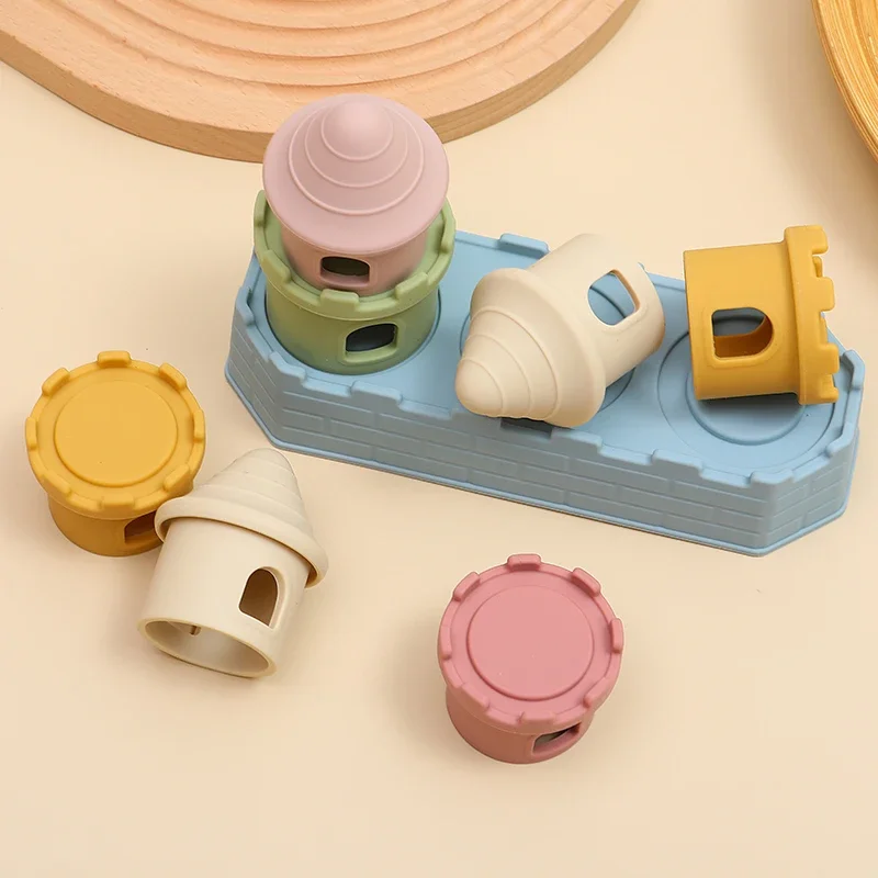 Château en Silicone Montessori, jouets empilables, construction éducative précoce pour les tout-petits, jouets empilables pour enfants, cadeaux