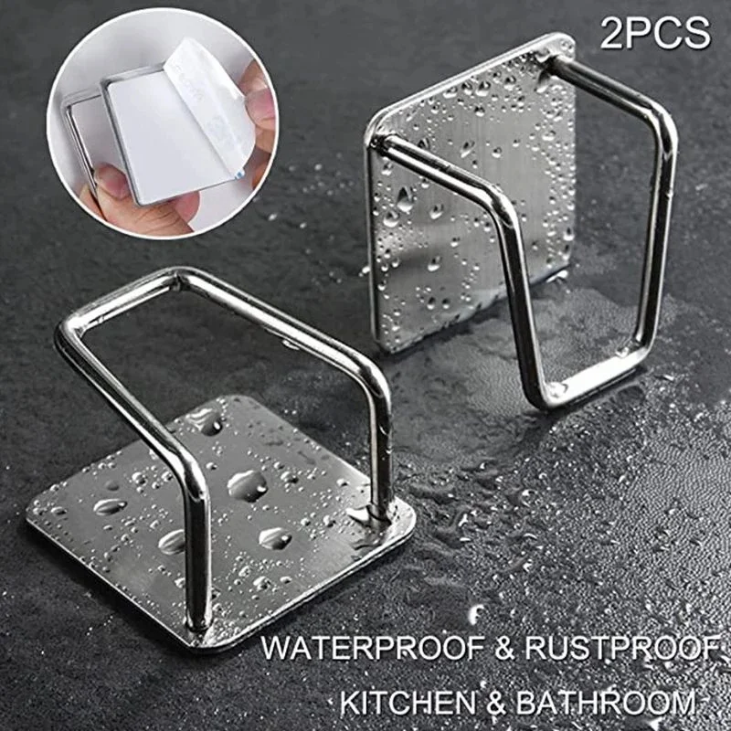 1/5pcs Kitchen Stainless Steel Sink Shelf Sponges Holders Adhesive Drain Drying Rack Wall Hooks Accessories Storage Organizer