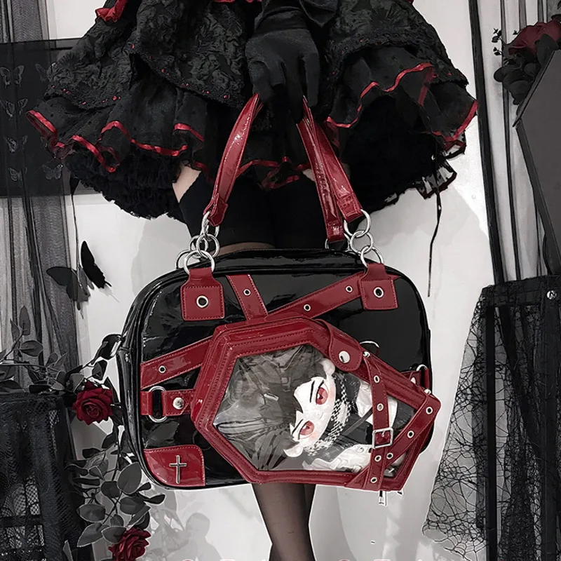 Bambola di cotone da 20CM PU Itabag sottoculture Vintage Crocodile Pattern rivetto nero Cool Sweet Girl Tote Bag borsa a tracolla borse a tracolla