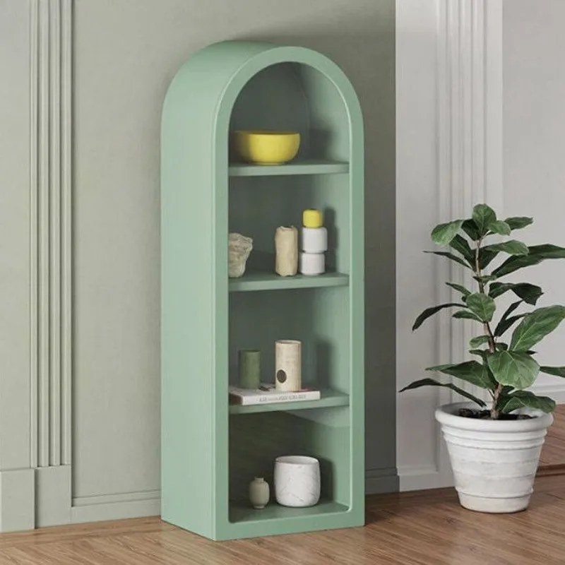 

American simple solid wood bookcase living room light luxury modern display cabinet arched locker wall decorative cabinet
