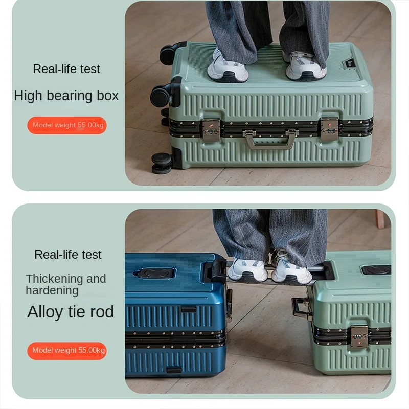 Valigia con password con telaio in alluminio per uomo/donna Ruote multidirezionali silenziose di grande capacità Valigia da viaggio da 20 pollici
