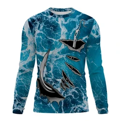 2024 spring and autumn men's Outdoor Fishing T-Shirt 3d Printed Fishing T-shirt For Men long Sleeve Casual T-shirt Tops