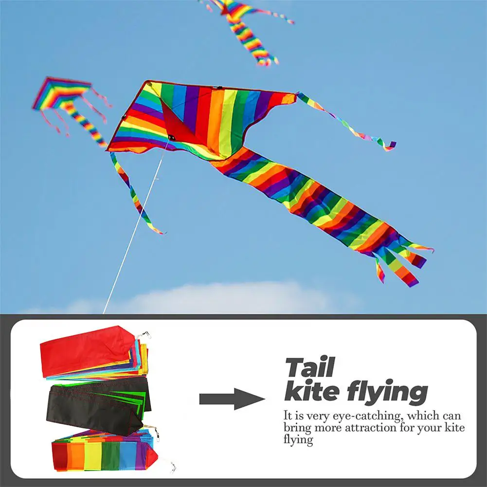 Fita arco-íris de cauda de kite de 10m para linha única/linha dupla kite crianças praia jogar festa esporte ao ar livre acessórios de kite
