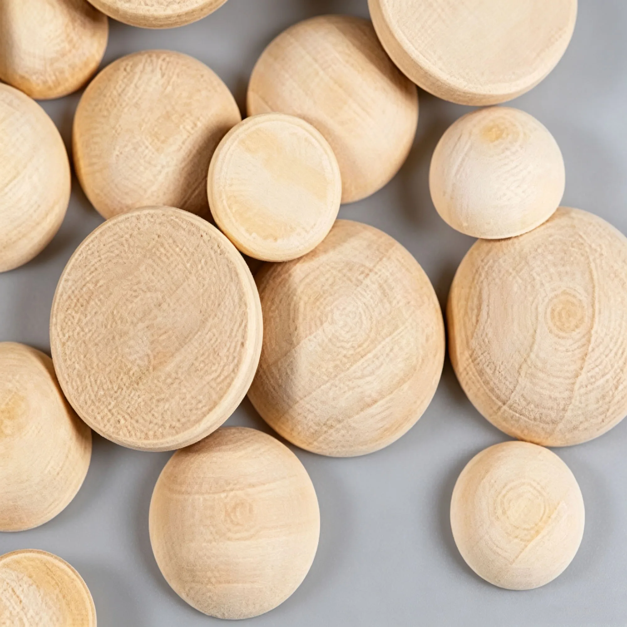 1-100Pcs 10-80mm Natural Flatback Half Round Wooden Balls DIY Craft Jewelry Making Decorative Beads