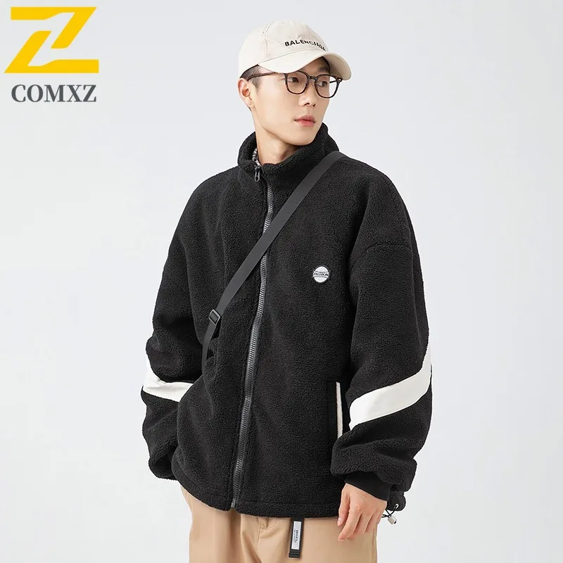 COMXZ تريند شيربا معطف القطن 2025 الخريف الشتاء زوجين الوقوف طوق البيسبول نمط سترة القطن شغل سترة واقية سميكة #3