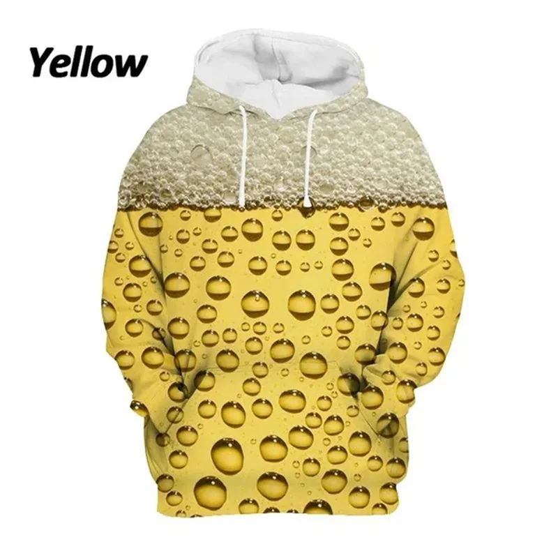 Fashion Beer Pattern Hoodies For Men Women Wine Barrels Glasses 3D Print Sweatshirt Casual Hooded Pullover Long Sleeve Loose Top