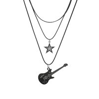 Vintage Star Pendant Necklace Punk Star Choker Rock Roll Guitar Layered Necklace for Women Men Girl Bar Party Jewelry ожерелье