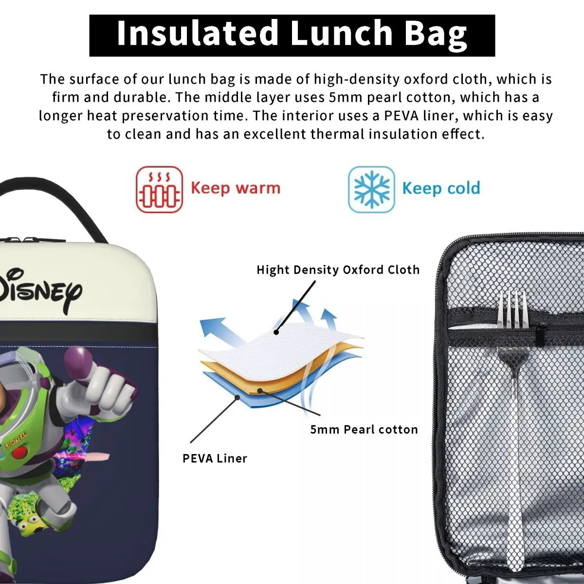 Hiking Buzz Lightyear Tote Reusable Disney Toy Story Buzz Lightyear Food Box Office Staff Lunch Container