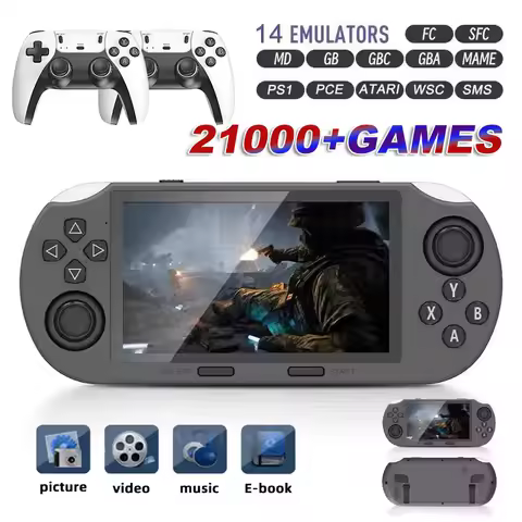 The SF3000 portable retro handheld game console features a 4.5-inch screen and supports e-books, MP4 players, and PS1.