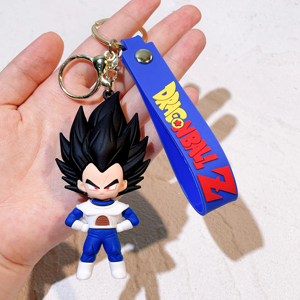 Anime Dragon Ball Keychain Fashion Jewelry Son Goku Vegeta Piccolo Action Figures 8CM PVC Key Ring for Men Women Bag Pendant