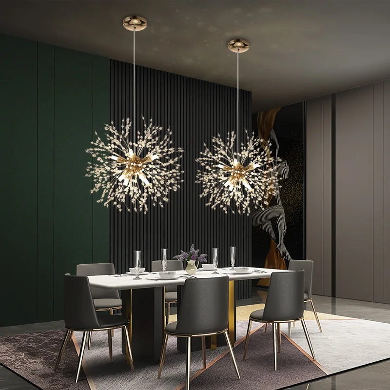 

Modern And Luxurious Golden Dandelion Living Room Dining Room Bedroom Chandelier Star Fireball Firefly Lighting Fixture G9