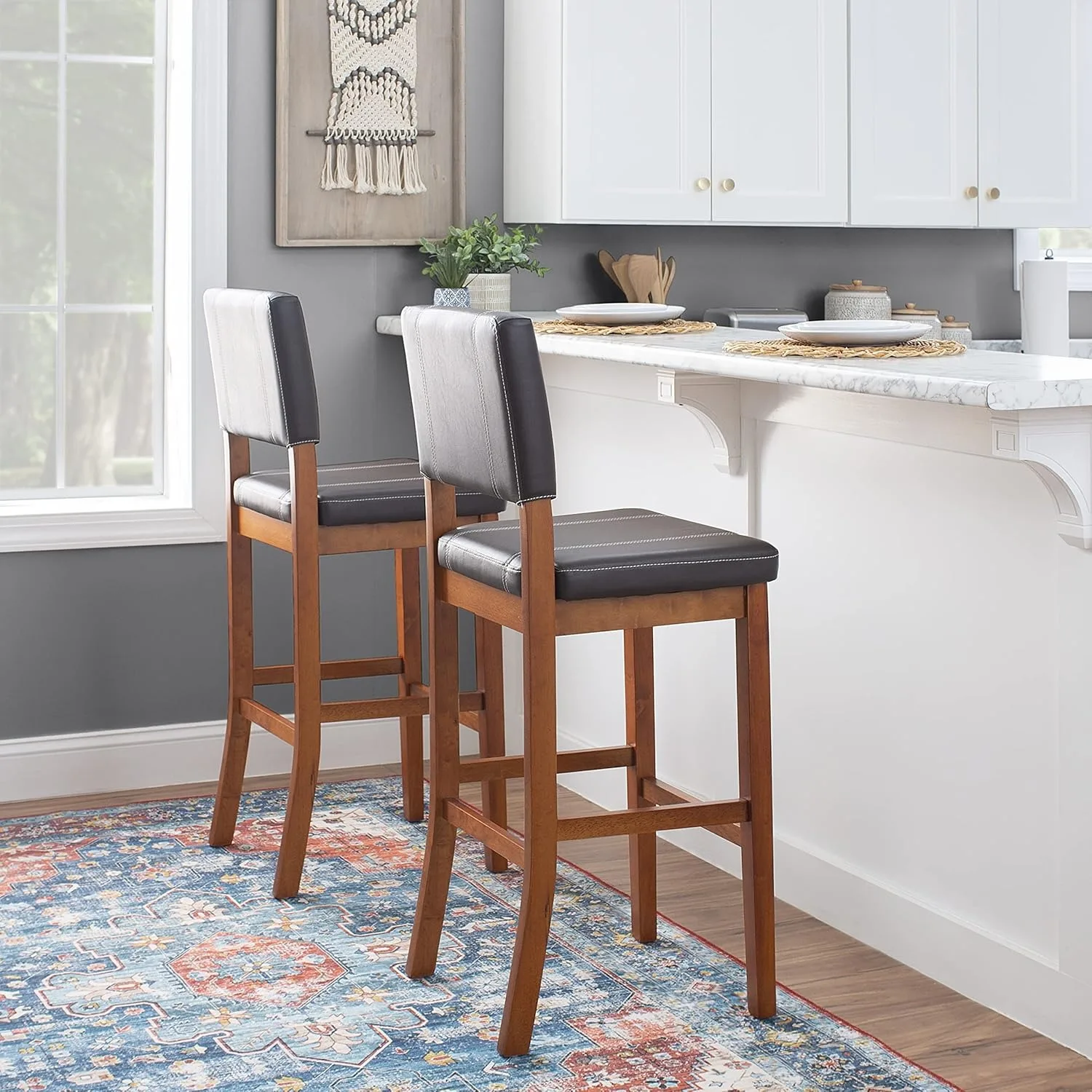 

45-дюймовый барный стул, современные табуреты для кухонной стойки, прочные, легко чистящиеся домашние барные стулья для острова, высокие табуреты для взрослых