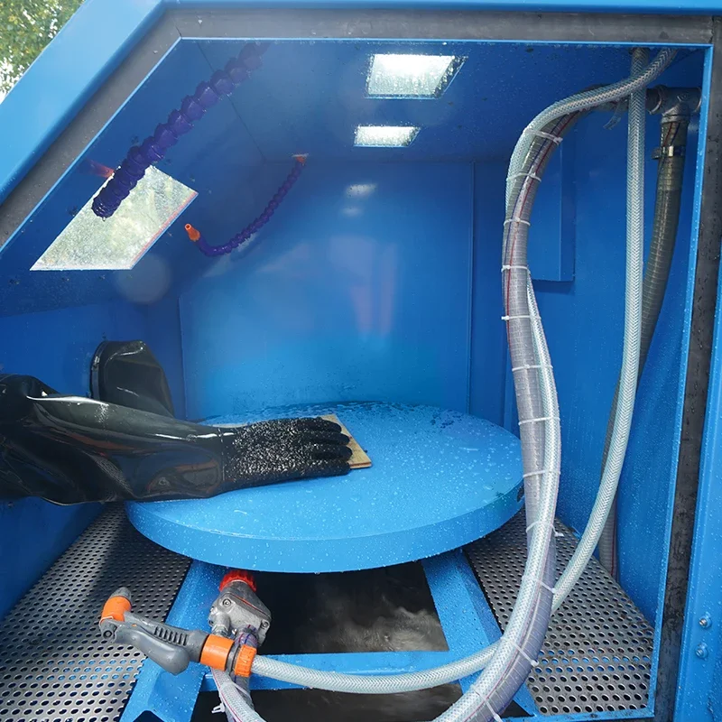 Máquina de chorro de arena de vapor con gabinete de chorro húmedo con sistema de reciclaje de agua