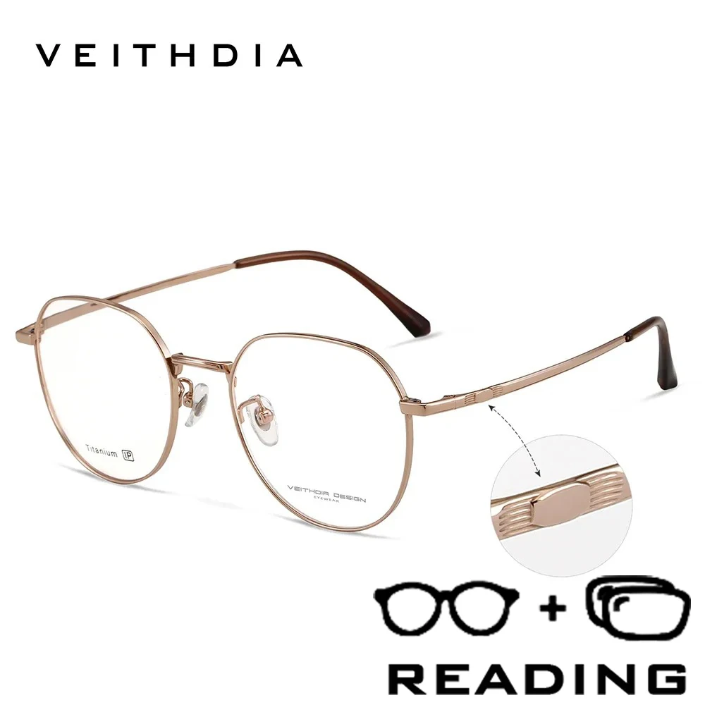 

VEITHDIA New Reading Glasses For Men Women Anti Blue Ray Titanium Alloy Frame Polycarbonate Lens+1.00 +1.50 +2.00 +2.50 R5587