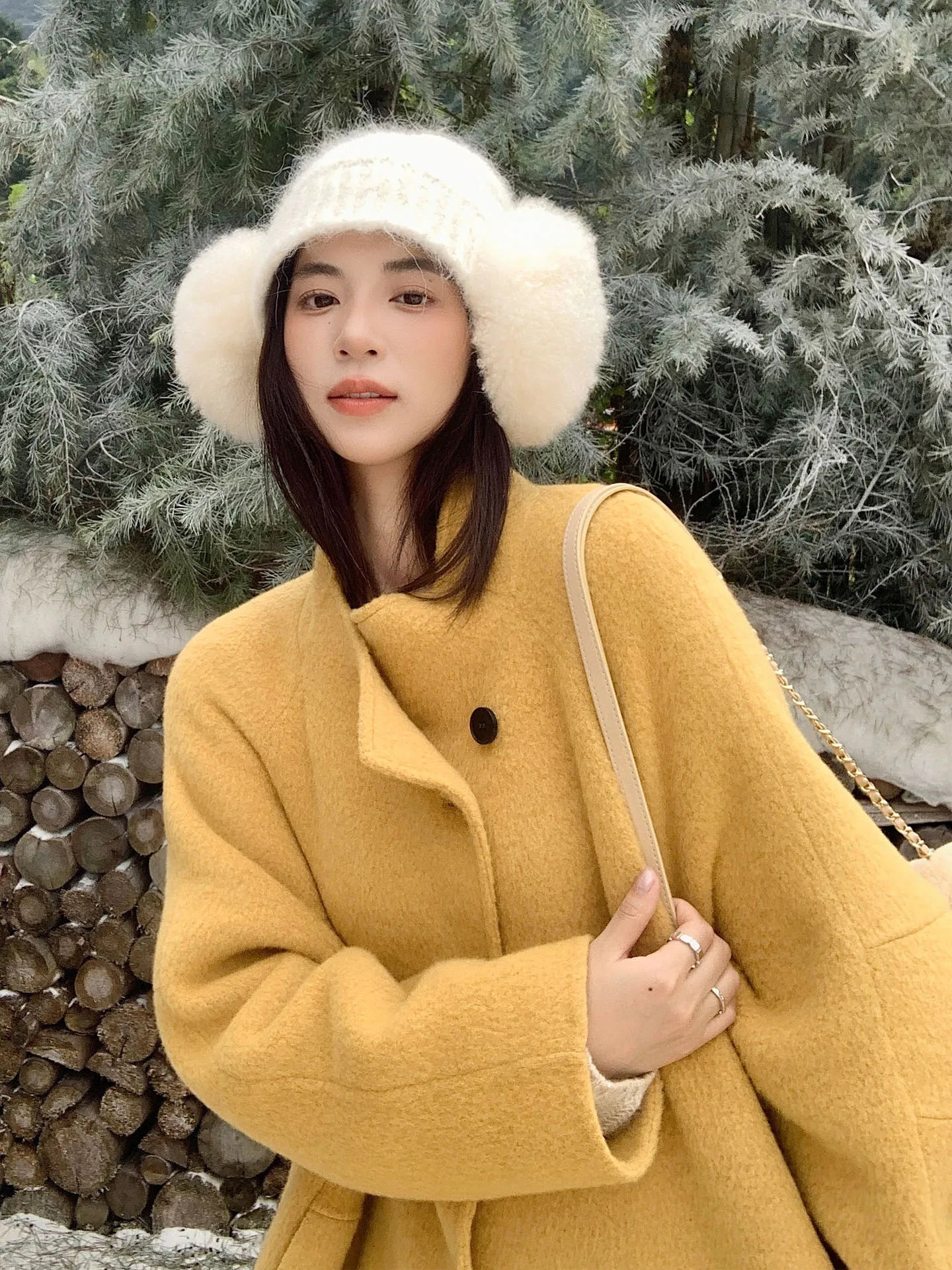 

Женское двустороннее шерстяное пальто Twins Morning Fog с отложным воротником, свободного кроя, в корейском стиле, с длинными рукавами, зимняя верхняя одежда