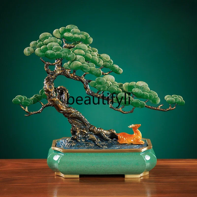 

High-end Lucky Welcome Pine Copper Ornament High-end Entrance Decoration Crafts