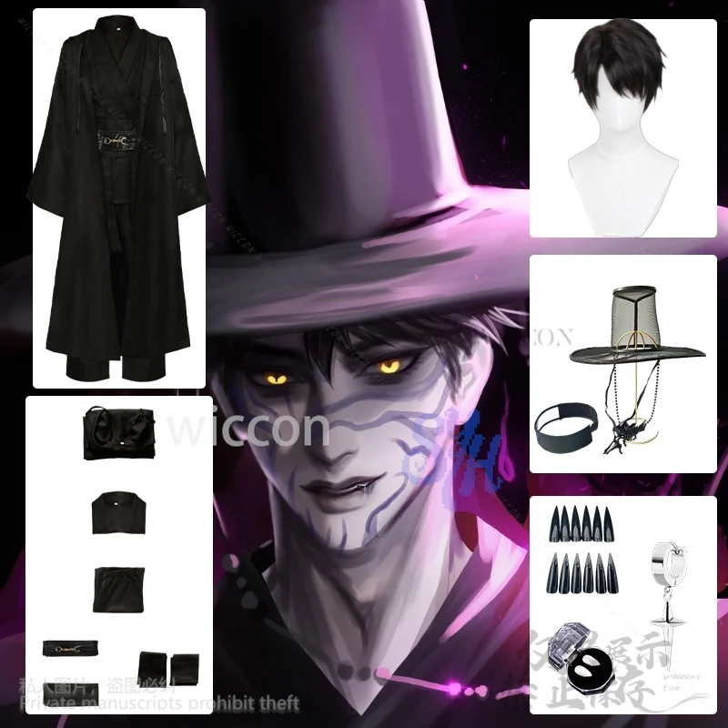 

Jinu Cosplay Anime Movie Demon Saja Boy Kpop Group Singing Costume Korea Styles Suit Hats Black Y2K Gothic Halloween Customized