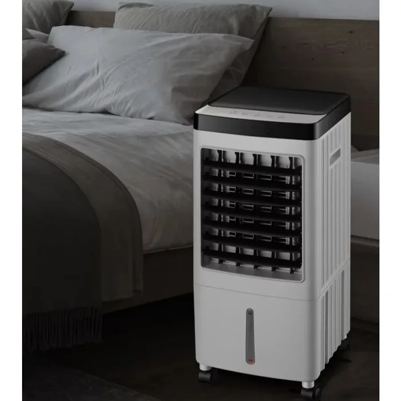 視覚的に水槽を模したデザインの、110v～220v対応の家庭用小型移動式水冷エアコンファン。家庭での冷房に最適。