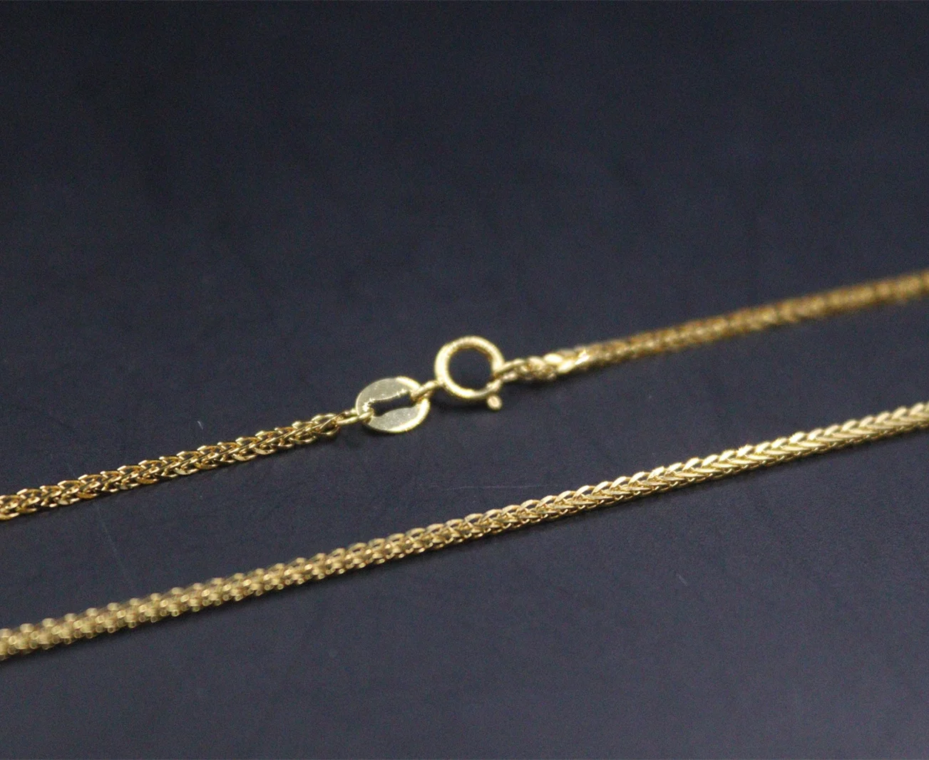 Pure Au750 18K Yellow Gold Chain Men Women Wheat Link Necklace 4g 19.7in