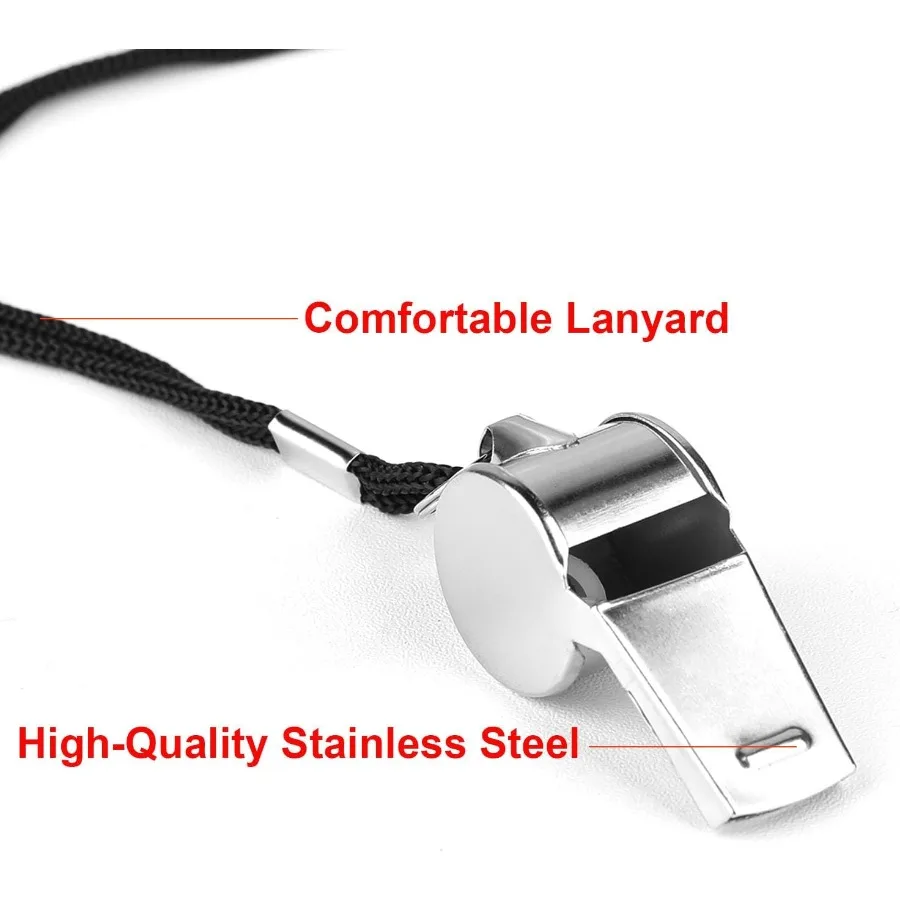 صافرة رياضية مع حبل بصوت عالٍ جدًا من الفولاذ المقاوم للصدأ، مثالية لحكام المدربين، الدفاع والترفيه