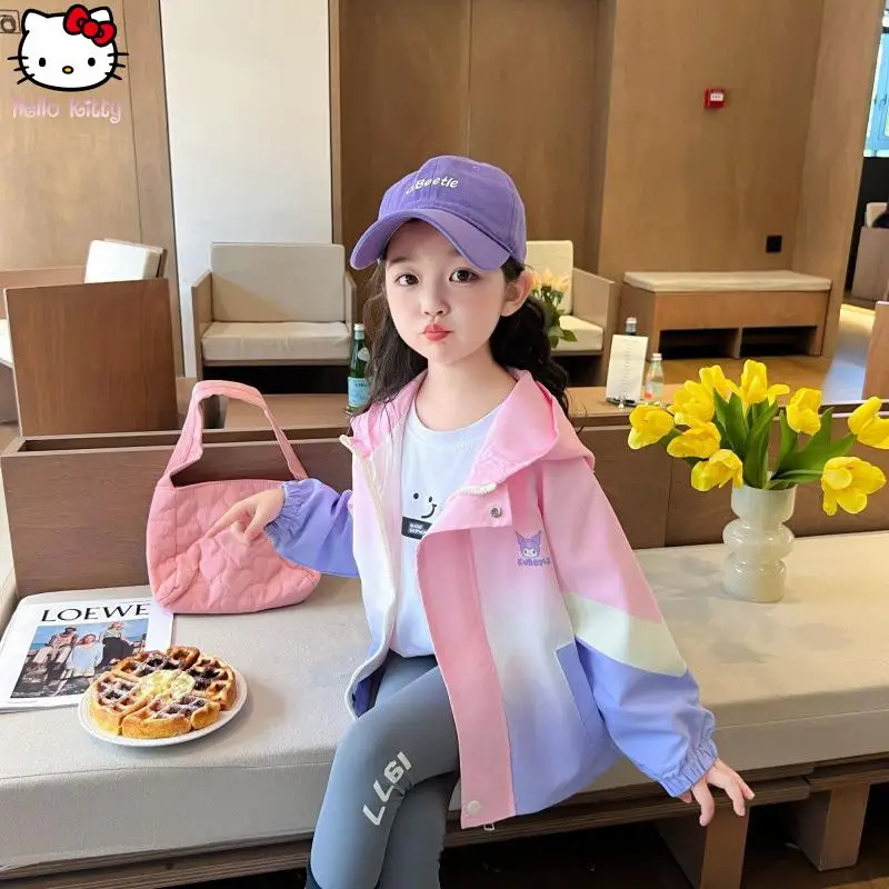 

Sanrio Girls Kuromi Korean Version of Jacket Kawaii Cartoon Spring Autumn New Anime Student Versatile Ins Hooded Thickened Jacke