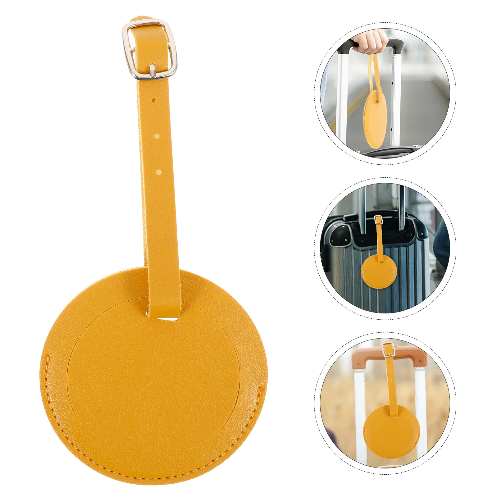 

2Pcs Round PU Id Luggage Tag Travel Bag Label Durable Bright Color Id Card Holder for Baggage PU Luggage Tag