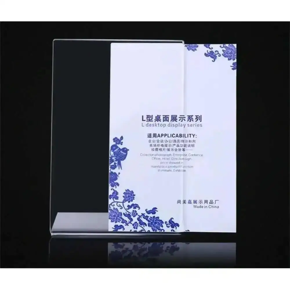 2pcs L-shape Acrylic Menu List Price Card Sign Frame Clear Poster Picture Display Holder A5