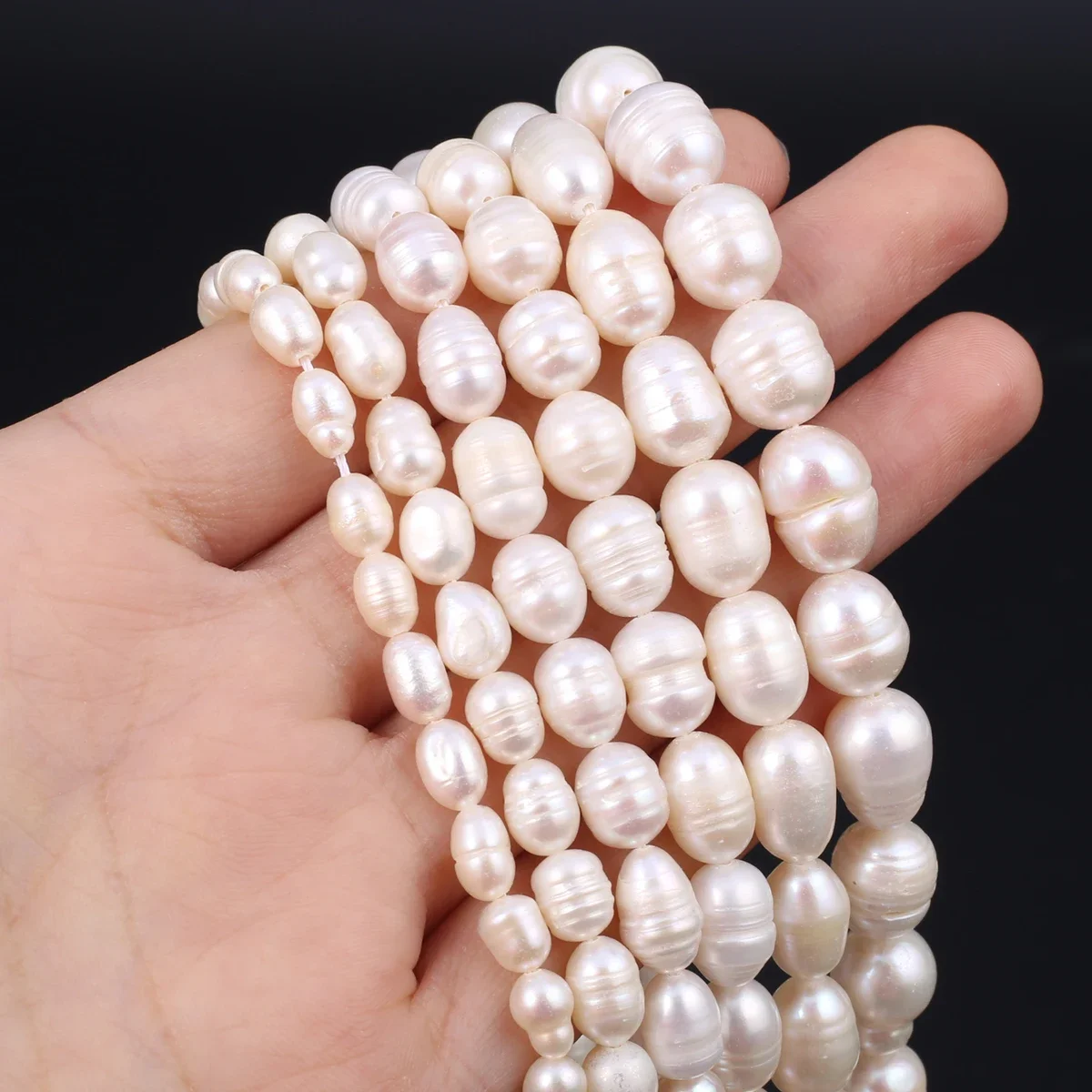 Perlas de agua dulce 100% naturales, cuentas en forma de arroz blanco de 4-10mm para la fabricación de joyas, pulsera y collar DIY, accesorios de joyería