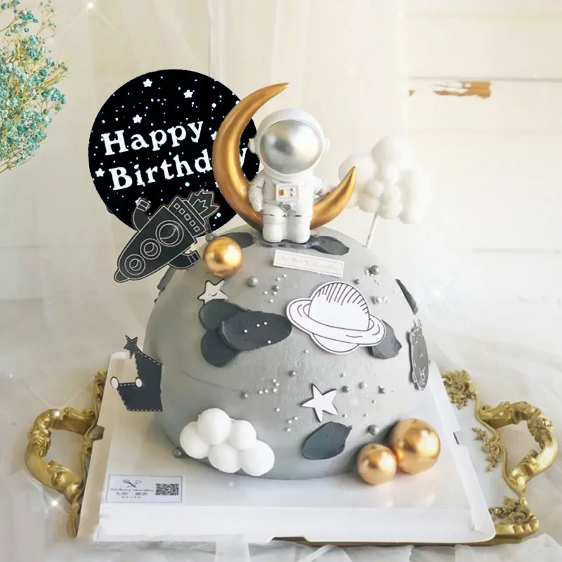 Украшение торта космонавта, планеты, топпер для торта, космонавт, украшения для выпечки для детей, мальчиков, Вселенная, космическое пространство, товары для дня рождения
