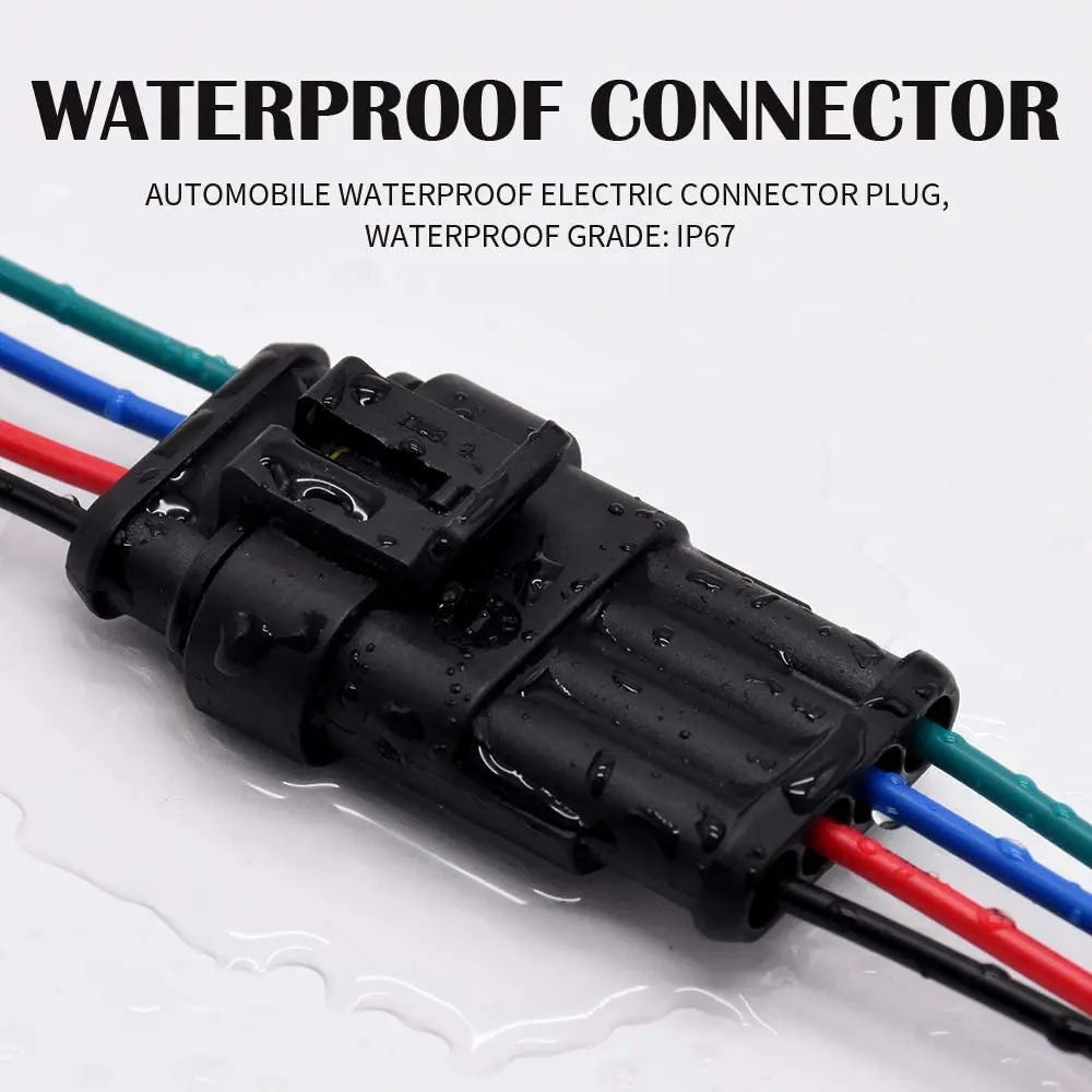 4 Pin Connector Waterproof Connector,Male and Female Way 16 AWG Wire Suitable for Car Truck, Boat and Other Wire (5 Kit)