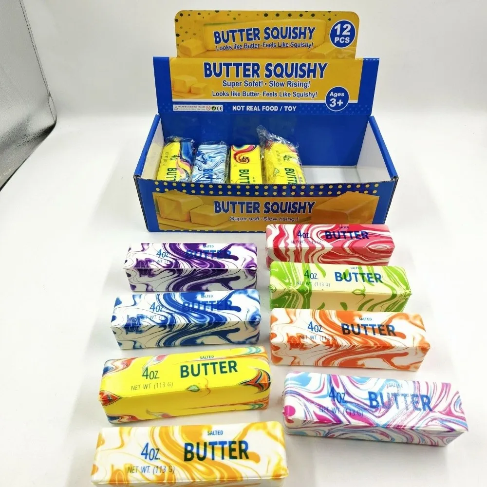Soft Butter Stick Squishy Toys Butter Bar Marbled Butter Stick Squeeze Toy Slow Rising Slow Rebound Slow Rebound Toy Adults