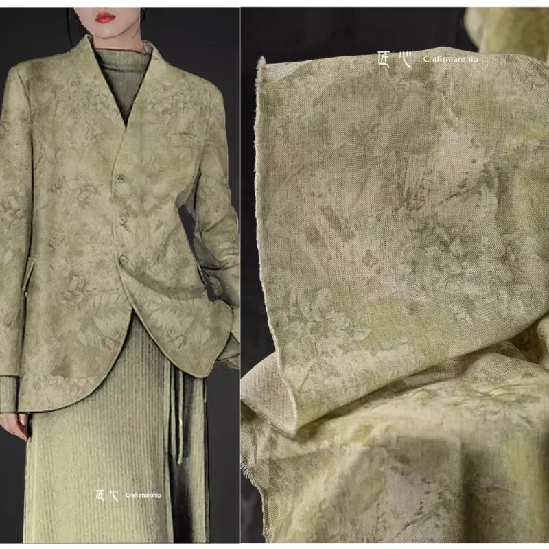 Printed Bleached Fabric Retro Linen for Traditional Chinese Clothing Design Apparel Sewing Cloth for By The Meter Diy