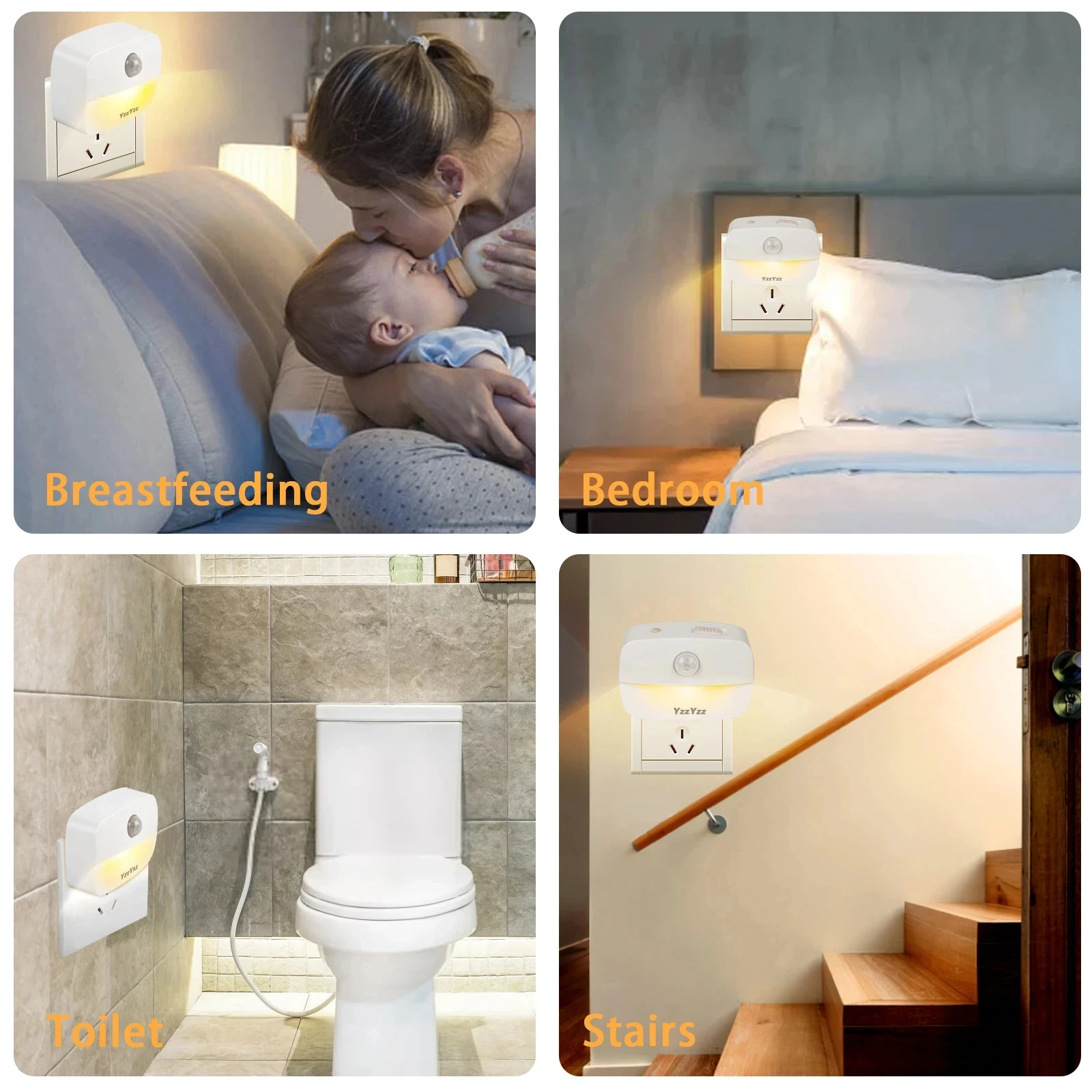 LED Night Light Motion Sensor EU US Plug Lamp Nightlights For Bathroom Bedroom Corridor Bedside Lighting Decorative Lights