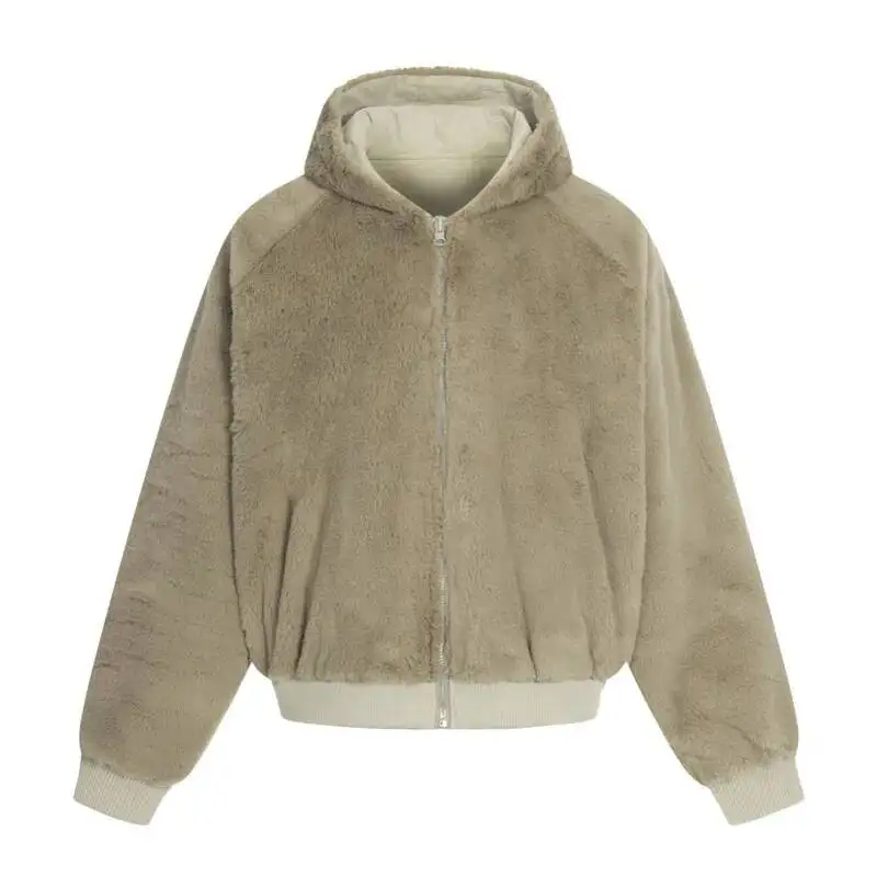 American Retro Minimalist Style Reversible Men's Cotton Jacket Solid Hooded Fur Collar Causal Coats Winter News CSE4