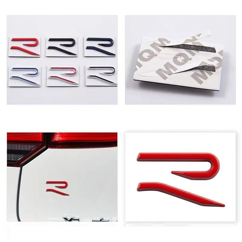 

R Logo Emblem Car Metal Body Tail Trunk Sticker Accessories For Volkswagen VW GTI Rline Polo Golf MK8 Touareg Passat Magotan CC