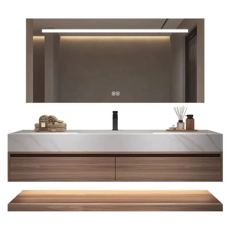 

Luxury Bathroom Vanity with Light Emitting Diode Mirror Home Center Bathroom Cabinet Set