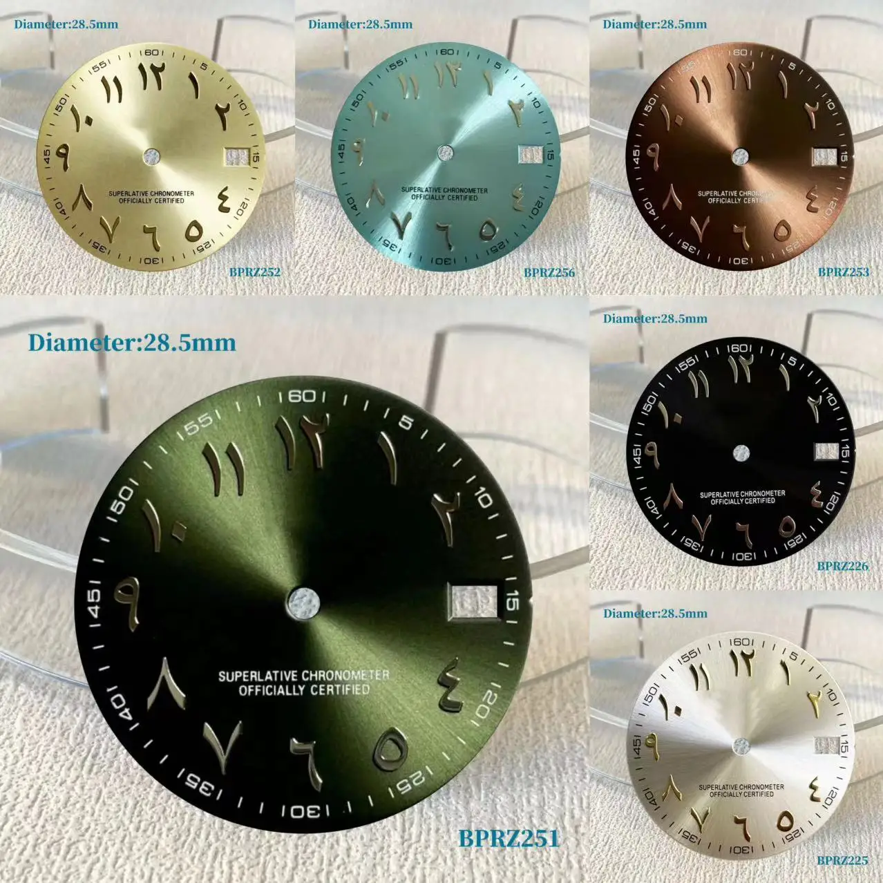 28.5mm Arabic Numeral Green Silver Blue Black s dial nh dial 35 Automatic Movement No Luminous Arabic s logo Dial 35 Automatic