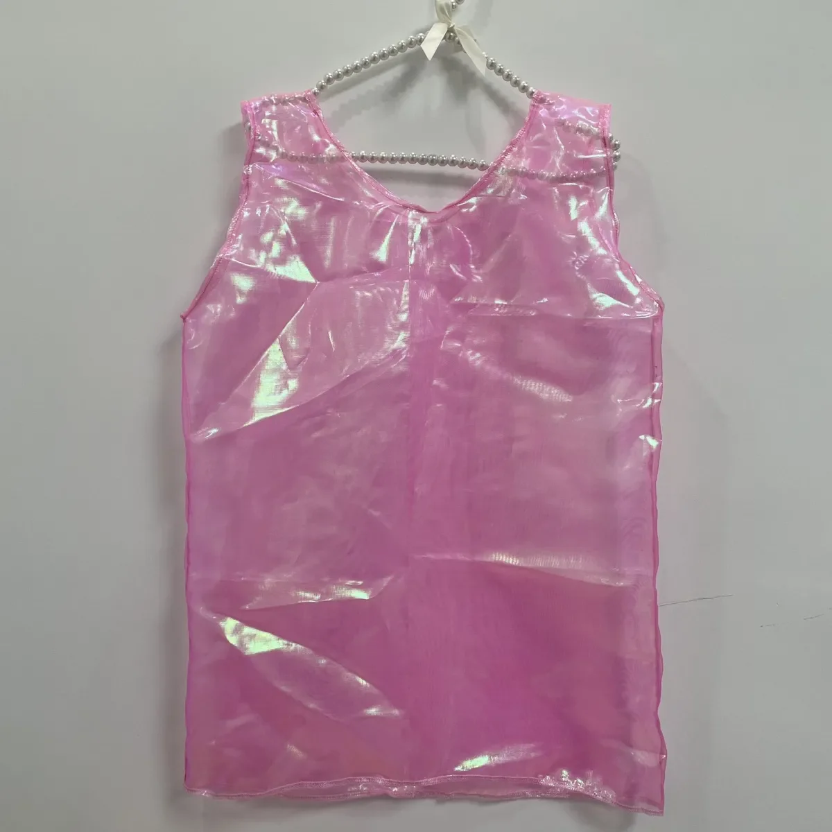 Handmake Man's Pink Hologram Vest Top Live Show Dance Costumes Shirts DJ Club Bar FKK Party LGBQ BF Gift Harajuku