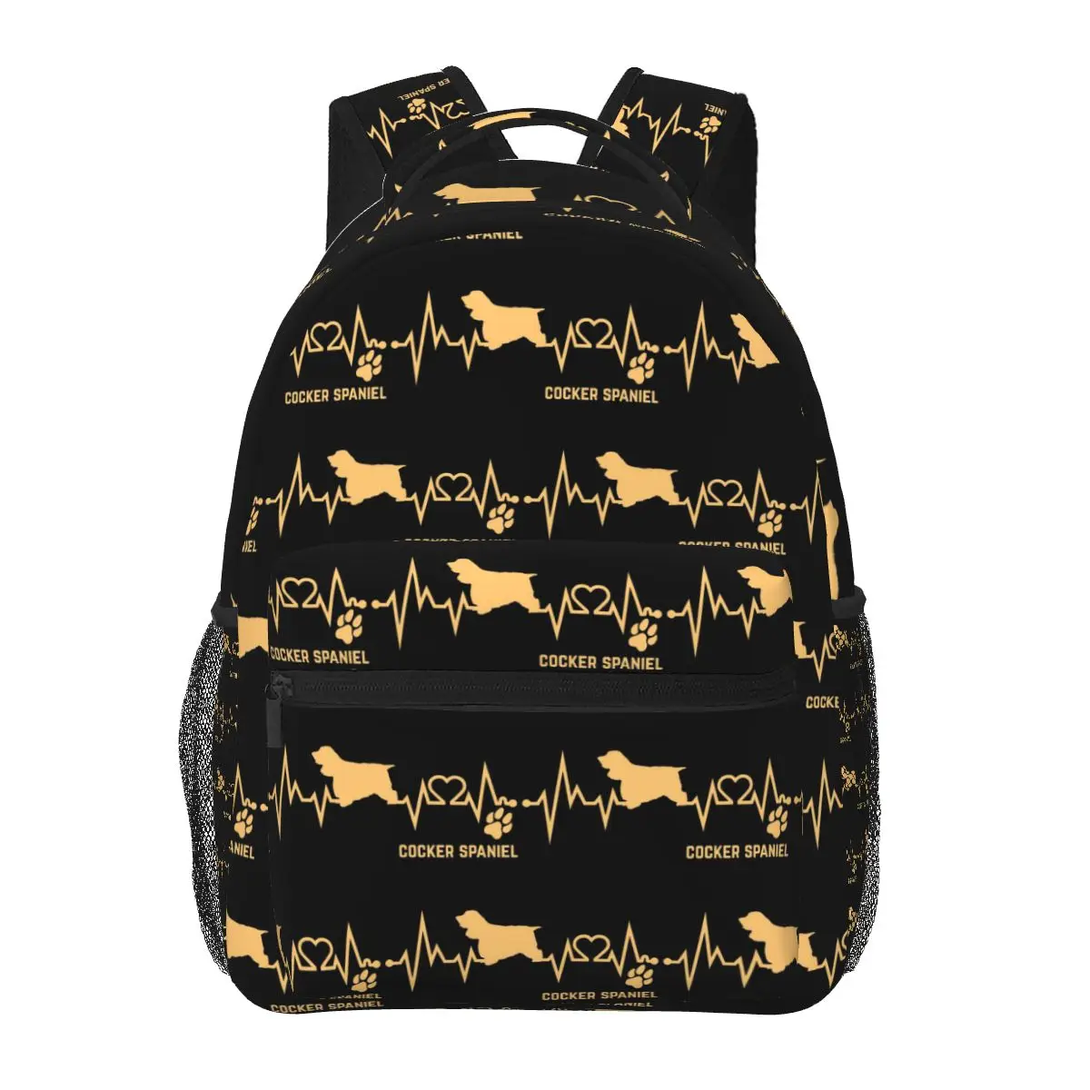 

Кокер-спаниель для любителей собак Heartbeat ECG Pulse Pet Breed Paw Студенческий рюкзак Школьная сумка Daypac Модная сумка для книг Сумки на плечо