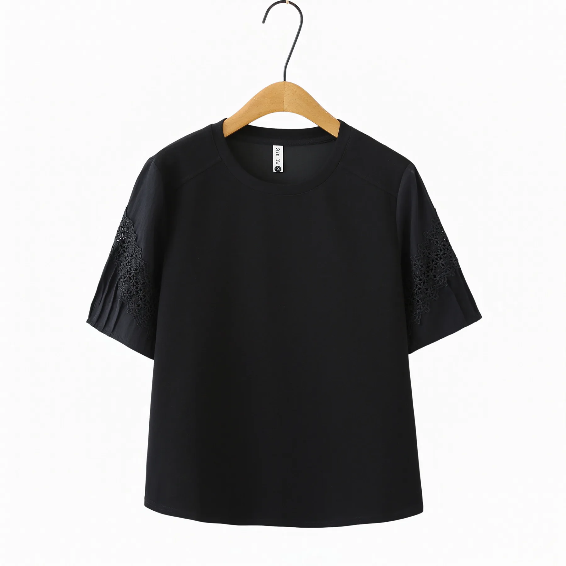 

2026 Summer Plus Size Ruched Patchwork Tshirt Fashion Casual Loose Top 2609