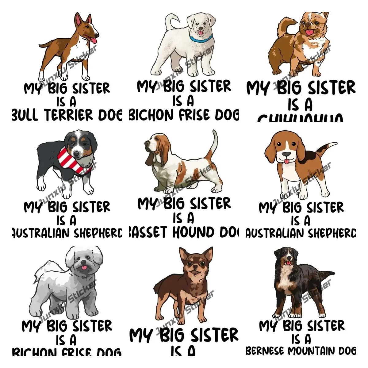 

Bernese Mountain Dog Chihuahua Decal Corgi Sticker My Big Sister Is A Dog Sticker Decal Vinyl Animal Prints Premium Quality