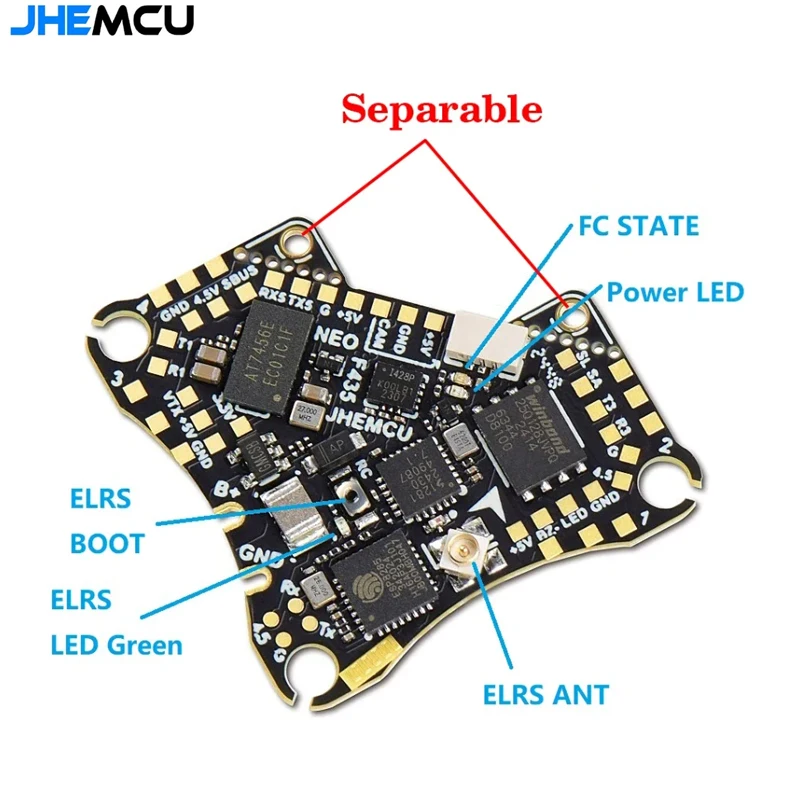 JHEMCU F435 NEO 1S AIO ICM42688P Blackbox 16MB With 4-in-1 Integrated 5A ESC Dshot300 External TYPE-C Boardfor RC FPV Drone