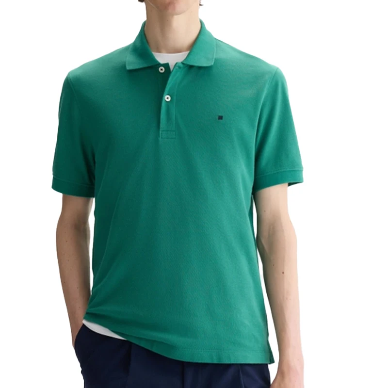 PG Kleines Logo Besticktes Einfarbiges Baumwoll-Kurzarm-Poloshirt für Herren Regular Fit Minimalistische Lässige Oberteile – Detail 3