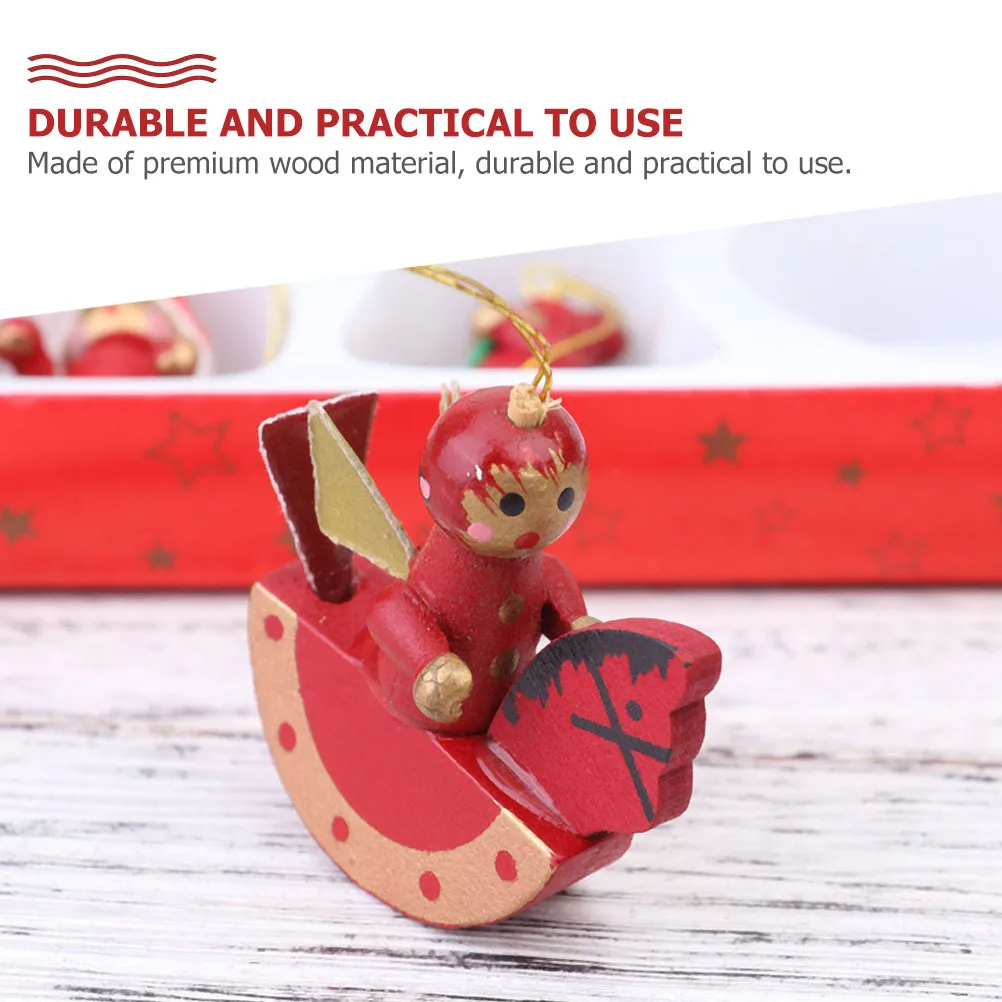 

24Pcs Wooden Hanging Adornments Cute Christmas Decorations for Home Office Cafe Xmas Pendant Crafts Holiday Seasonal Decoration