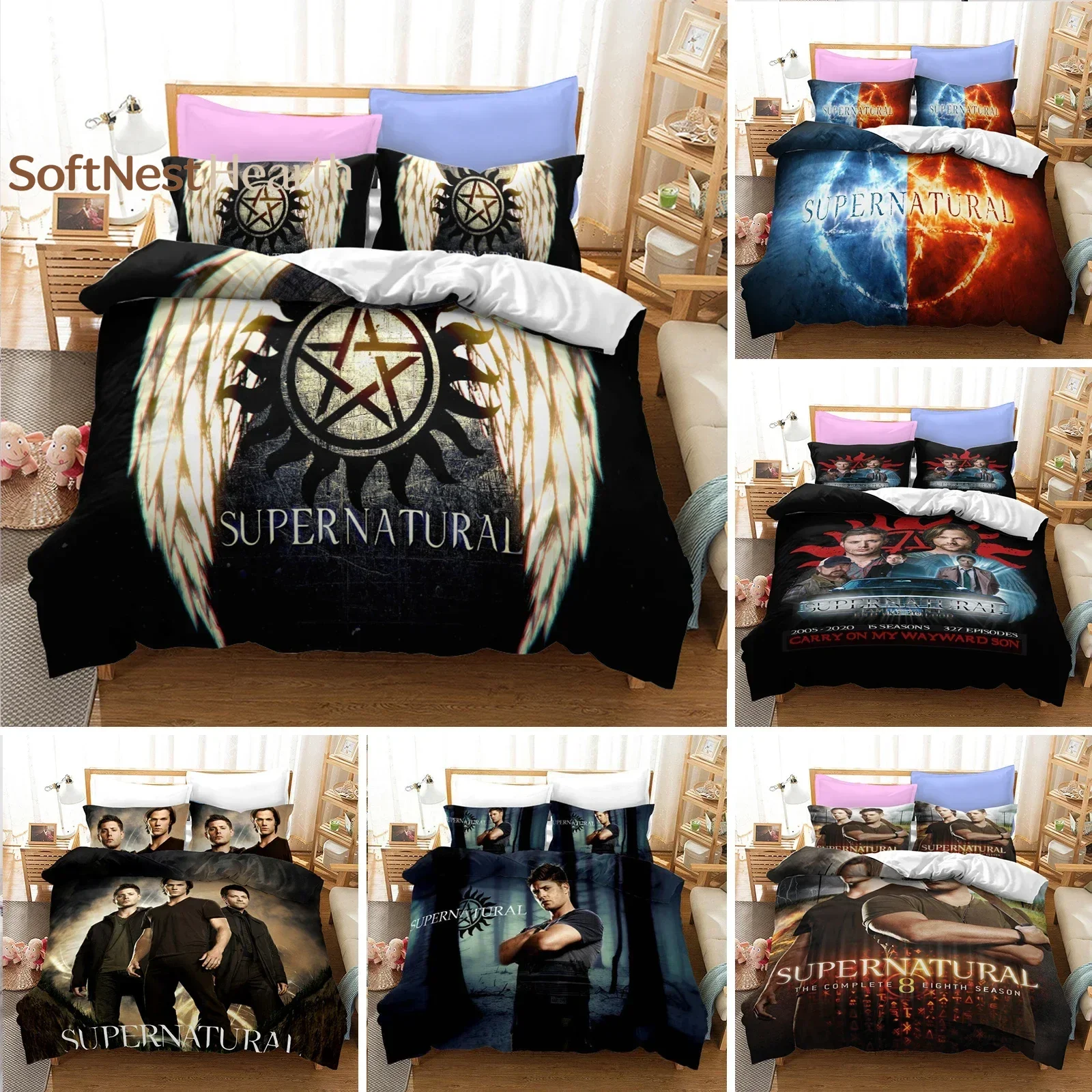 2026 Popular TV Show Supernatural Bedding Set Comforter 3D Print Luxury Duvet Cover Set Home Textile Decor Queen King Single Siz