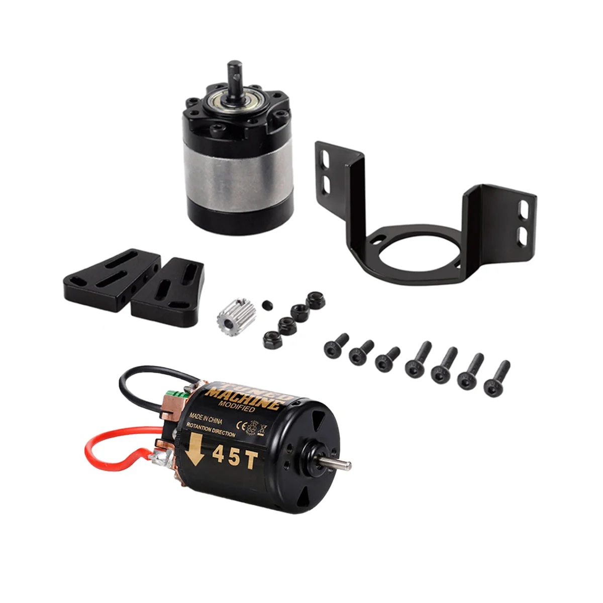 

External Carbon Brush 540 Brushed Motor 45T with 1:5 Reduction Gearbox for 1/14 Trailer 1/10 RC Car Crawler SCX10 TRX4