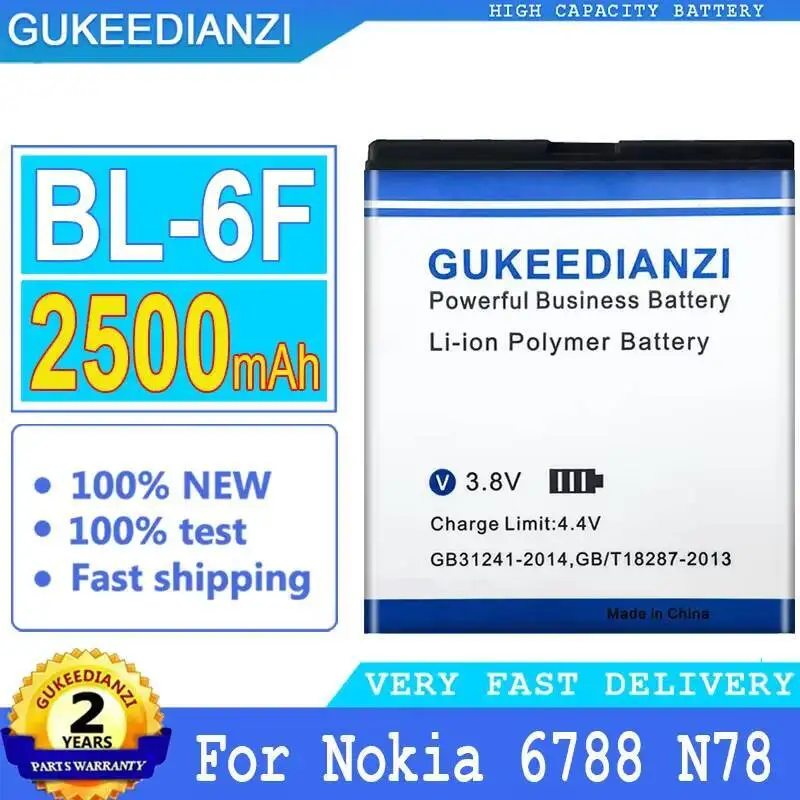 

2500Mah Stable For Nokia 6788 N78 N79 N95 6788I BL-6F Mobile Phone Battery