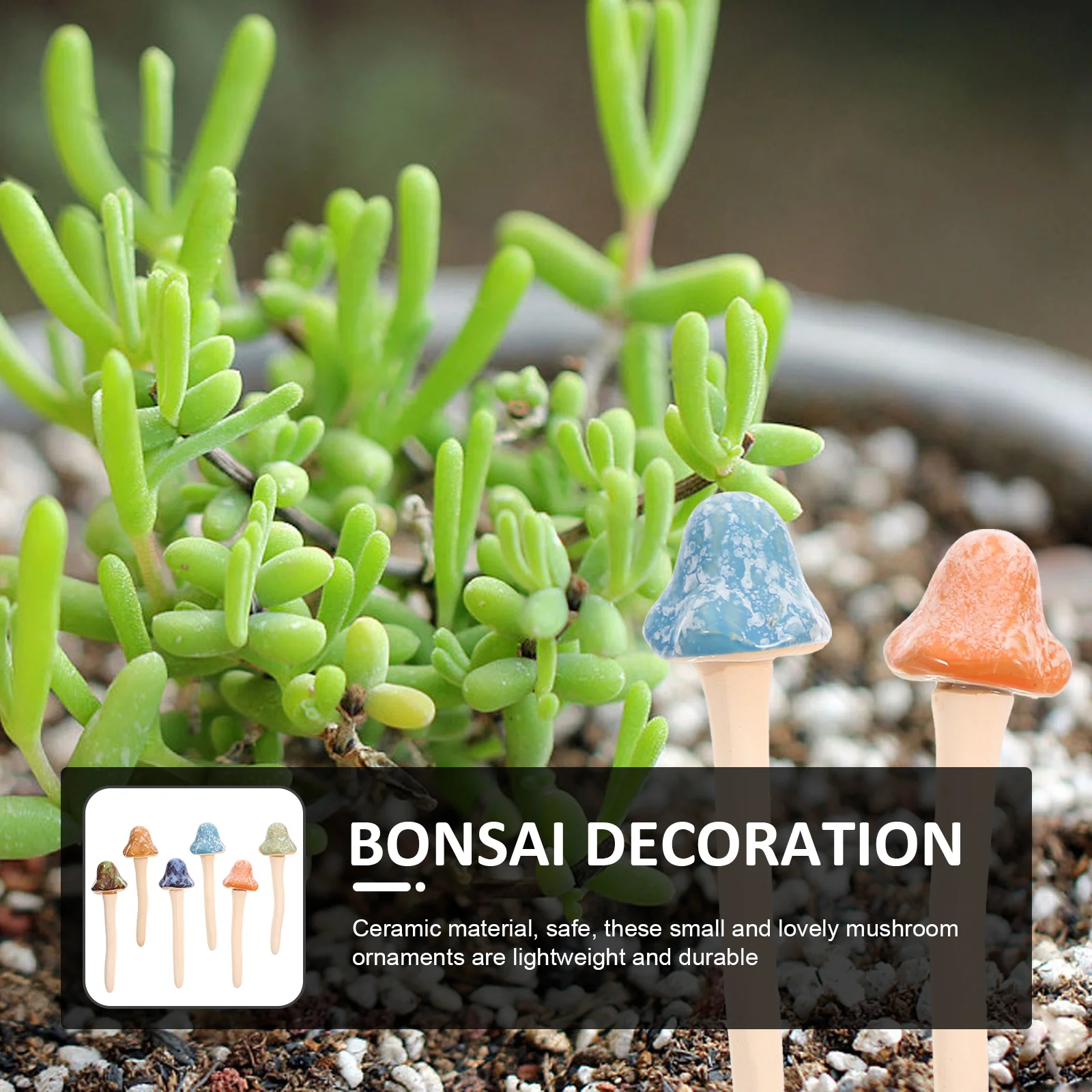 

6Pcs Miniature Mushroom Ornaments Ceramic Tiny Figurines for Micro Landscape Bonsai Decor Outdoor Garden Decor