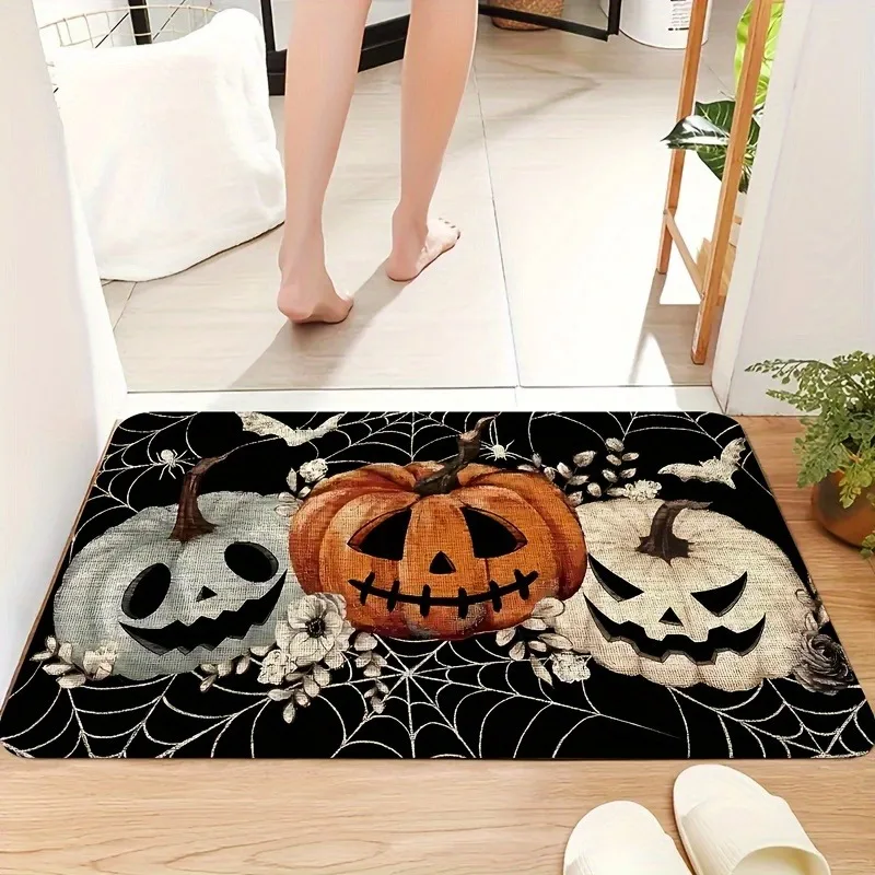 

1PC Halloween Pattern Kitchen Rug Non-Slip Door Mat Pop design Bathroom Rug Bath Mat Carpet for Home Sink Laundry Decor